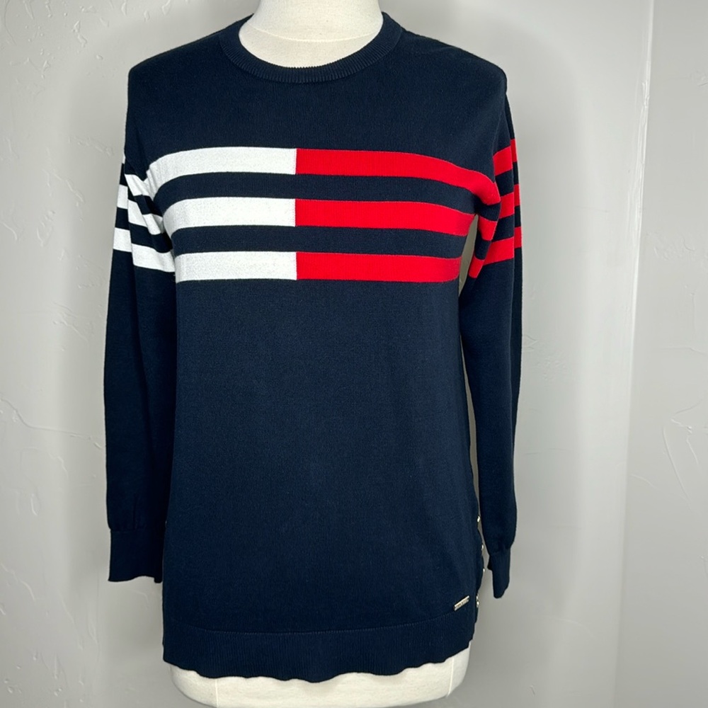 Tommy Hilfiger blue with red & white stripes   Size Medium